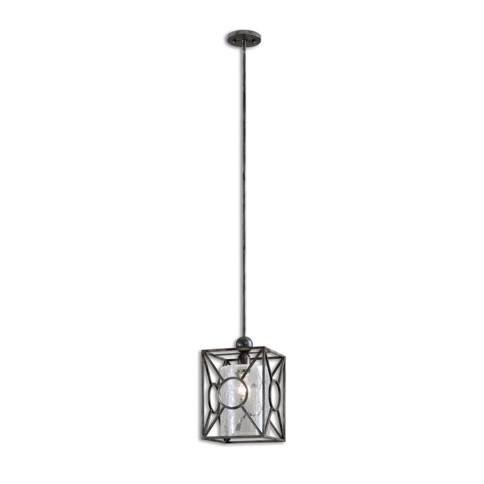 Arbela One Light Mini Pendant Rust Black w/Aged Gray Undertones-Mini Pendants-Uttermost-Lighting Design Store