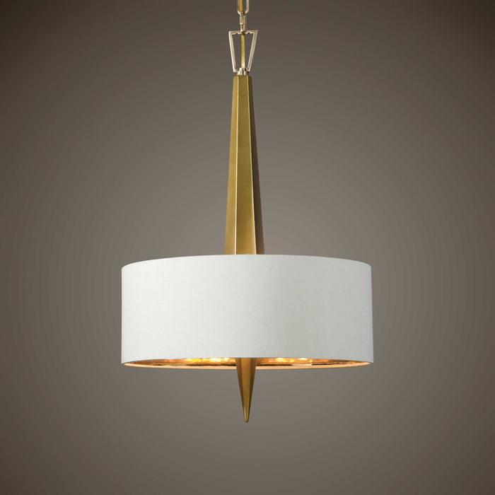 Obeliska Three Light Chandelier Warm Gold-Pendants-Uttermost-Lighting Design Store