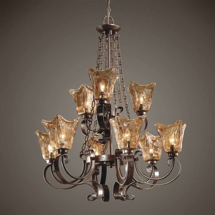 Vetraio Nine Light Chandelier Oil Rubbed Bronze-Mid. Chandeliers-Uttermost-Lighting Design Store
