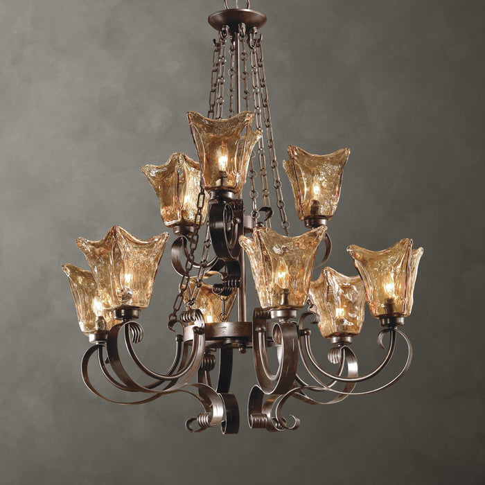 Vetraio Nine Light Chandelier Oil Rubbed Bronze-Mid. Chandeliers-Uttermost-Lighting Design Store