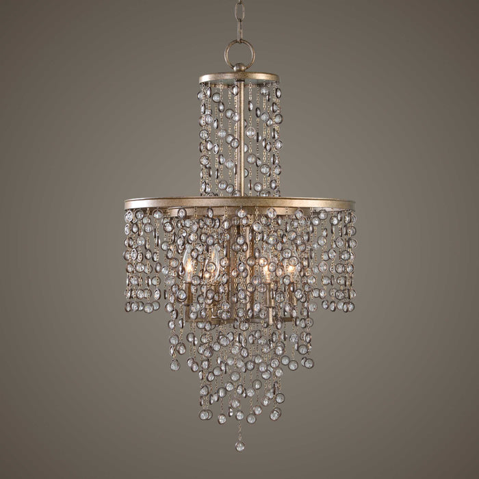Valka Six Light Chandelier Silver Swedish Iron-Mid. Chandeliers-Uttermost-Lighting Design Store