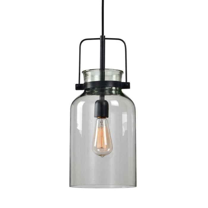 Lansing One Light Mini Pendant Textured Black-Mini Pendants-Uttermost-Lighting Design Store