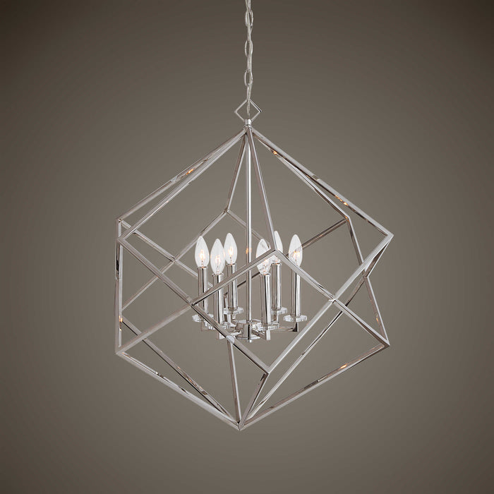 Euclid Six Light Pendant Polished Nickel-Foyer/Hall Lanterns-Uttermost-Lighting Design Store