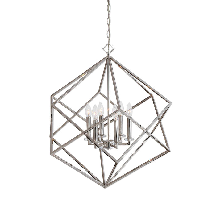 Euclid Six Light Pendant Polished Nickel-Foyer/Hall Lanterns-Uttermost-Lighting Design Store
