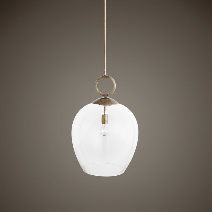 Calix One Light Pendant Aged Brass-Pendants-Uttermost-Lighting Design Store
