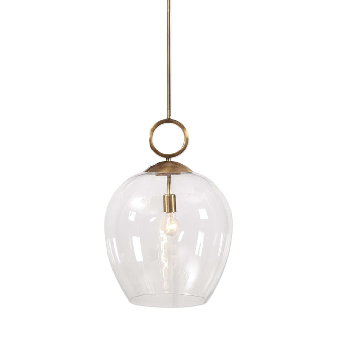 Calix One Light Pendant Aged Brass-Pendants-Uttermost-Lighting Design Store