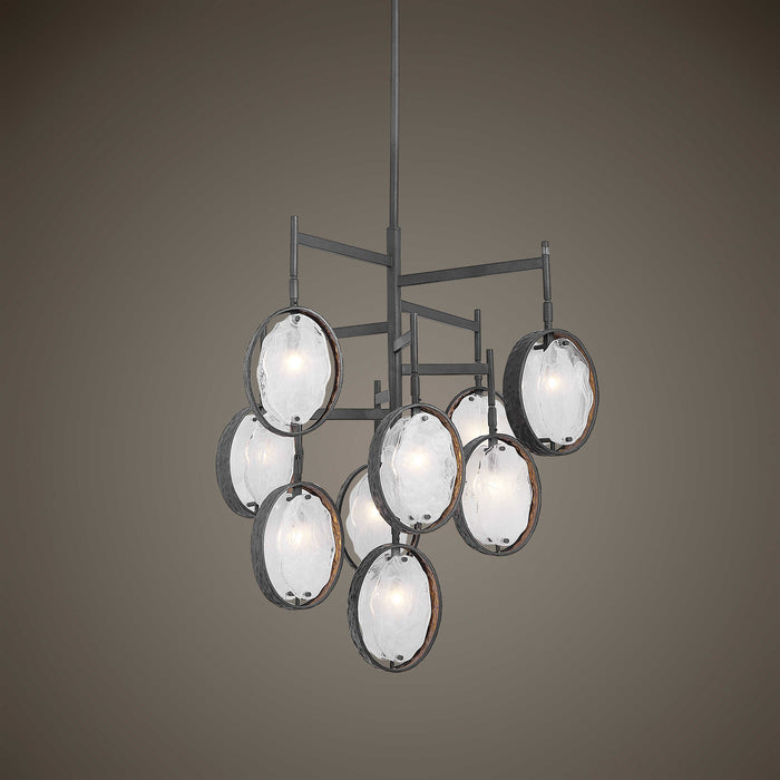 Maxin Nine Light Chandelier Dark Hammered Bronze-Mid. Chandeliers-Uttermost-Lighting Design Store