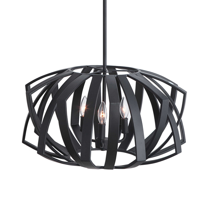 Thales Three Light Pendant Matte Black-Pendants-Uttermost-Lighting Design Store