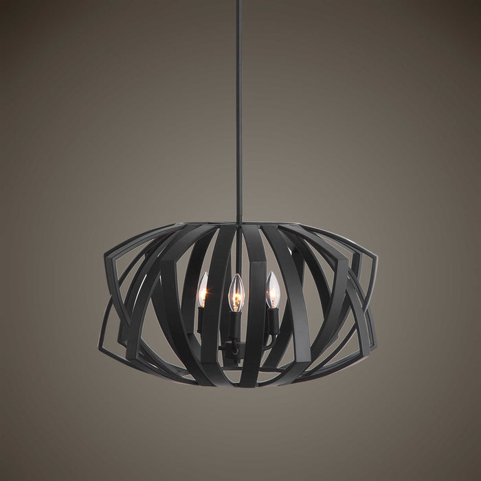 Thales Three Light Pendant Matte Black-Pendants-Uttermost-Lighting Design Store