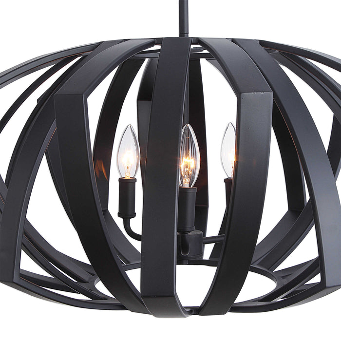 Thales Three Light Pendant Matte Black-Pendants-Uttermost-Lighting Design Store