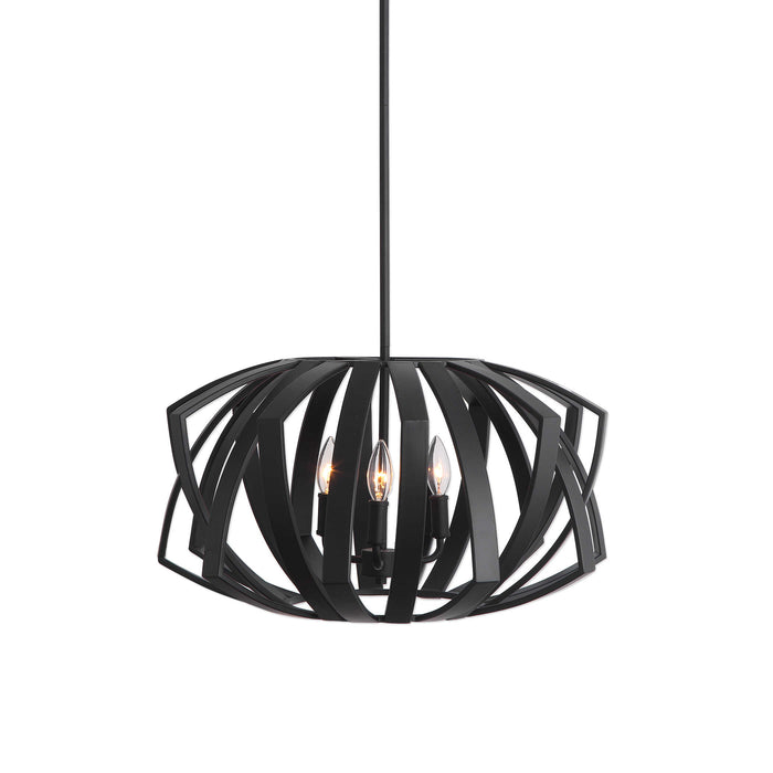 Thales Three Light Pendant Matte Black-Pendants-Uttermost-Lighting Design Store