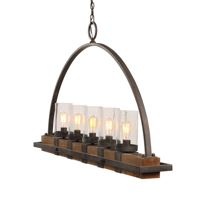Atwood, Five Light Linear Chandelier Deep Weathered Bronze-Linear/Island-Uttermost-Lighting Design Store