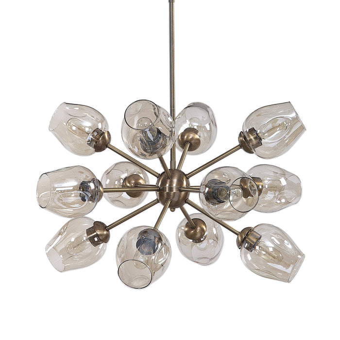 Chet 12 Light Chandelier Antique Brass-Mid. Chandeliers-Uttermost-Lighting Design Store