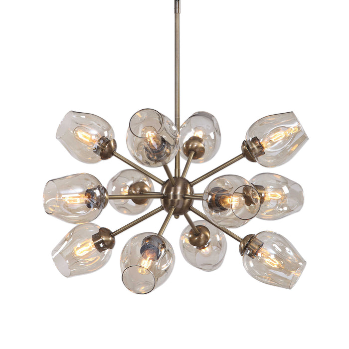Chet 12 Light Chandelier Antique Brass-Mid. Chandeliers-Uttermost-Lighting Design Store