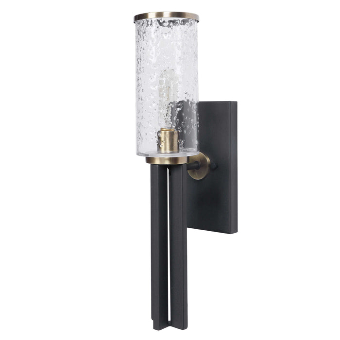 Jarsdel One Light Wall Sconce Black & Antique Brass-Sconces-Uttermost-Lighting Design Store