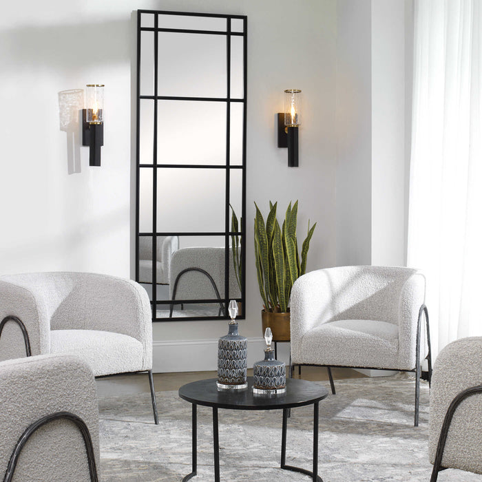 Jarsdel One Light Wall Sconce Black & Antique Brass-Sconces-Uttermost-Lighting Design Store