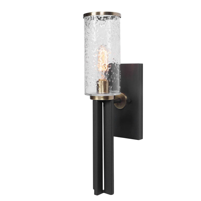 Jarsdel One Light Wall Sconce Black & Antique Brass-Sconces-Uttermost-Lighting Design Store