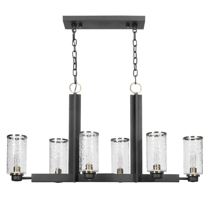 Jarsdel Six Light Island Pendant Black & Antique Brass-Linear/Island-Uttermost-Lighting Design Store