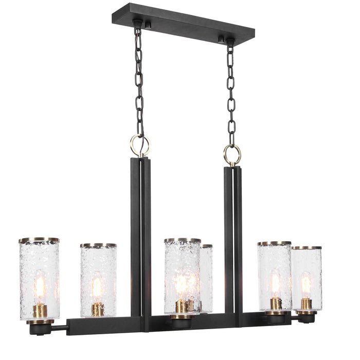 Jarsdel Six Light Island Pendant Black & Antique Brass-Linear/Island-Uttermost-Lighting Design Store