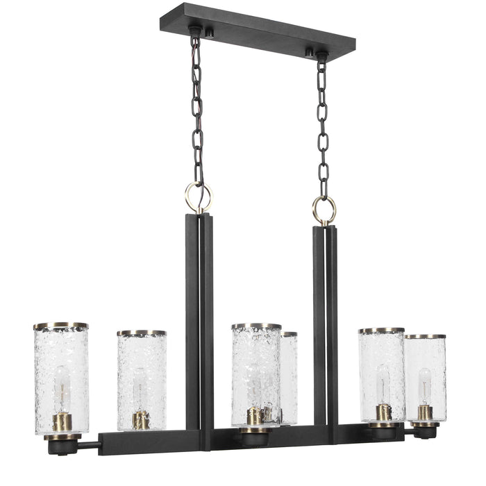 Jarsdel Six Light Island Pendant Black & Antique Brass-Linear/Island-Uttermost-Lighting Design Store