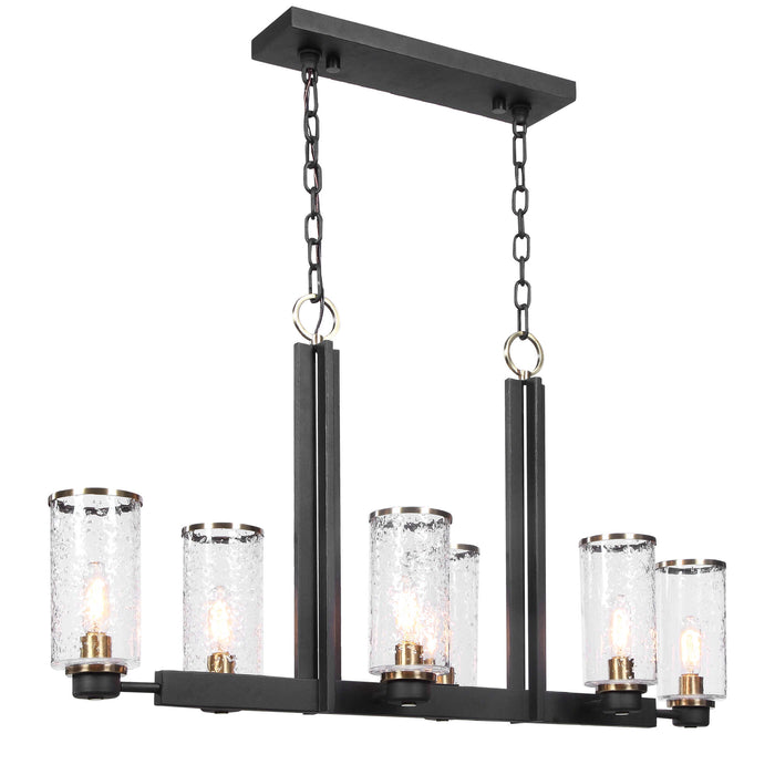 Jarsdel Six Light Island Pendant Black & Antique Brass-Linear/Island-Uttermost-Lighting Design Store