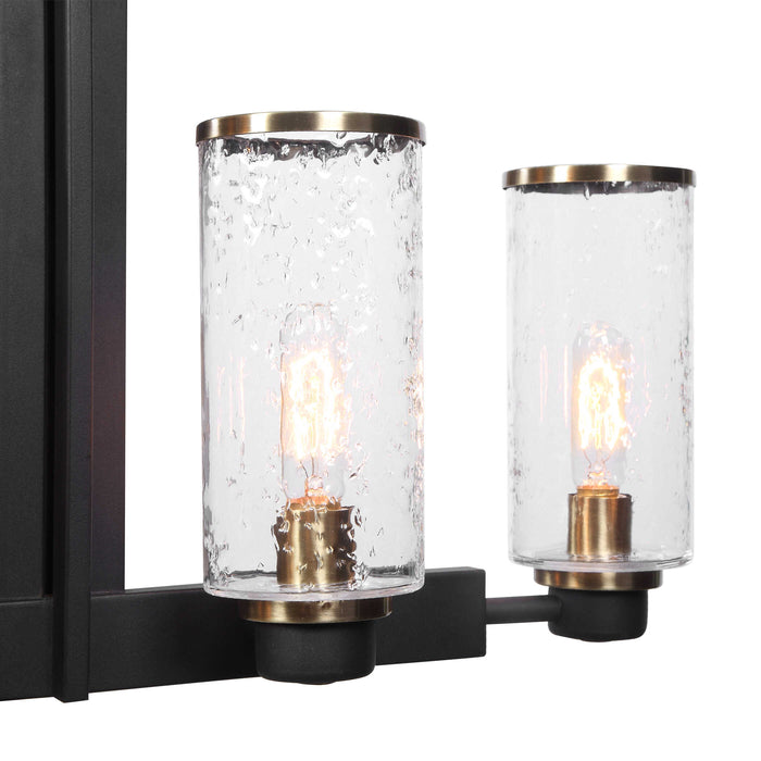 Jarsdel Six Light Island Pendant Black & Antique Brass-Linear/Island-Uttermost-Lighting Design Store