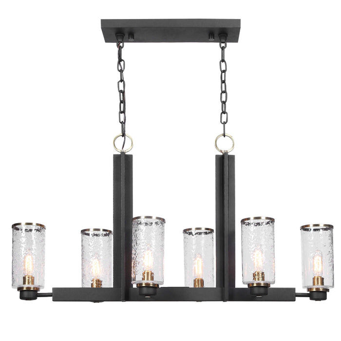 Jarsdel Six Light Island Pendant Black & Antique Brass-Linear/Island-Uttermost-Lighting Design Store