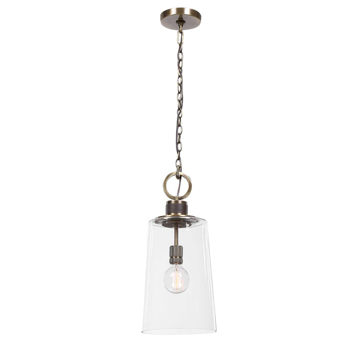 Rosston One Light Mini Pendant Antique Brass-Mini Pendants-Uttermost-Lighting Design Store