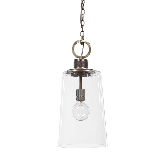 Rosston One Light Mini Pendant Antique Brass-Mini Pendants-Uttermost-Lighting Design Store