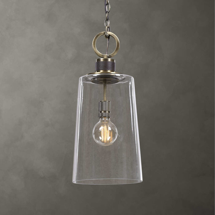 Rosston One Light Mini Pendant Antique Brass-Mini Pendants-Uttermost-Lighting Design Store