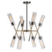 Telesto Eight Light Linear Pendant Textured Black With Antique Brass-Mid. Chandeliers-Uttermost-Lighting Design Store