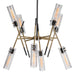 Telesto Eight Light Linear Pendant Textured Black With Antique Brass-Mid. Chandeliers-Uttermost-Lighting Design Store