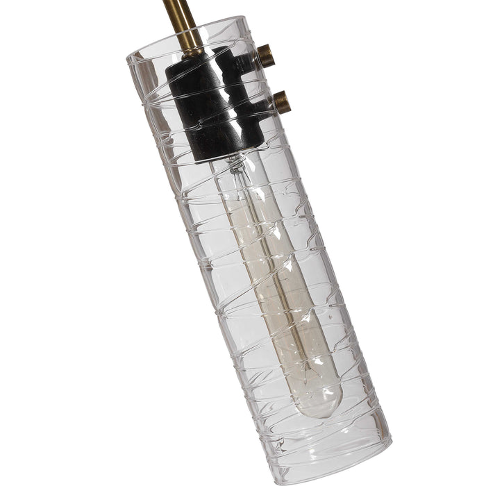 Telesto Eight Light Linear Pendant Textured Black With Antique Brass-Mid. Chandeliers-Uttermost-Lighting Design Store