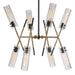 Telesto Eight Light Linear Pendant Textured Black With Antique Brass-Mid. Chandeliers-Uttermost-Lighting Design Store