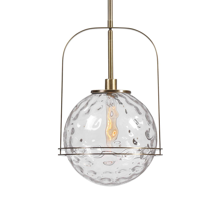 Mimas One Light Pendant Antique Brass-Pendants-Uttermost-Lighting Design Store