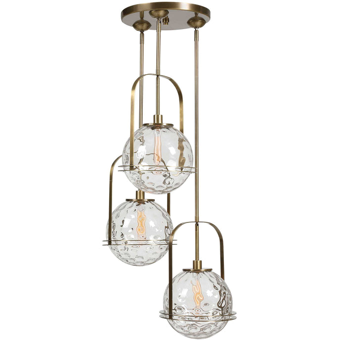 Mimas Three Light Pendant Antique Brass-Mini Pendants-Uttermost-Lighting Design Store