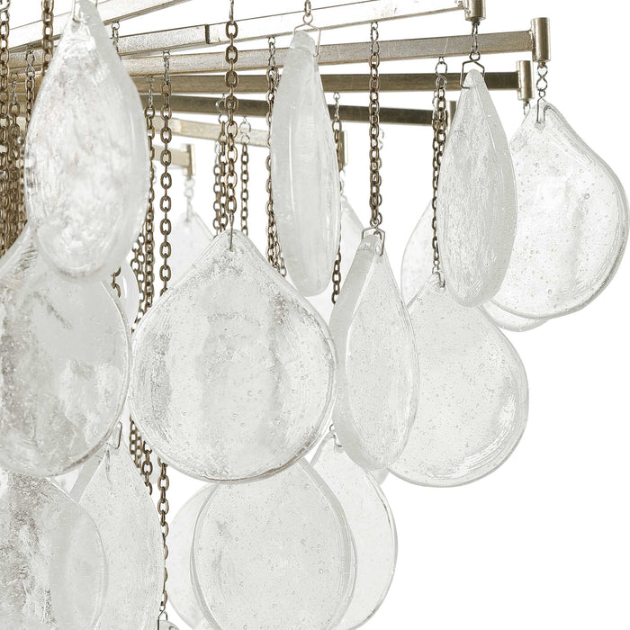 Goccia Six Light Pendant Antiqued Bright Silver Leaf-Mid. Chandeliers-Uttermost-Lighting Design Store