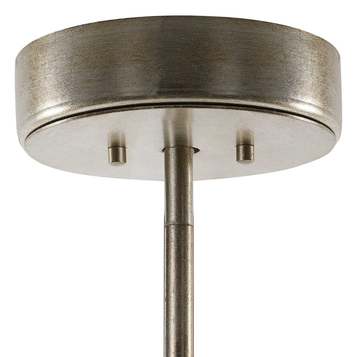 Goccia Six Light Pendant Antiqued Bright Silver Leaf-Mid. Chandeliers-Uttermost-Lighting Design Store