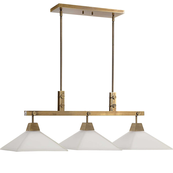 Brookdale Three Light Linear Chandelier Aged Brass-Linear/Island-Uttermost-Lighting Design Store
