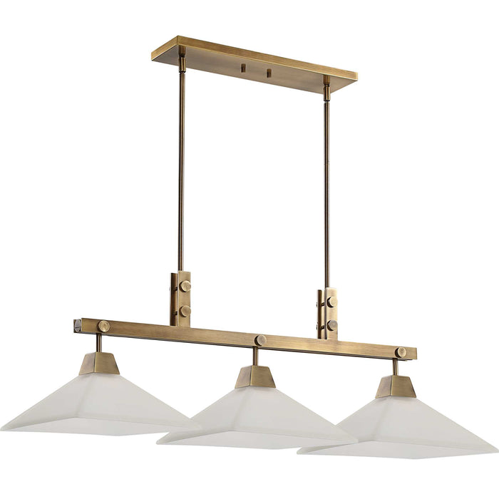 Brookdale Three Light Linear Chandelier Aged Brass-Linear/Island-Uttermost-Lighting Design Store