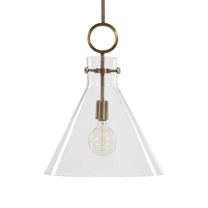 Imbuto One Light Pendant Aged Brass-Pendants-Uttermost-Lighting Design Store