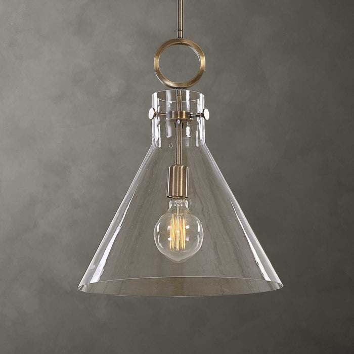 Imbuto One Light Pendant Aged Brass-Pendants-Uttermost-Lighting Design Store