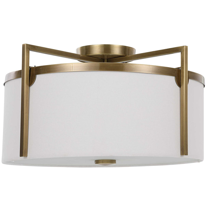 Colfax Three Light Semi Flush Mount Antique Brass-Semi-Flush Mts.-Uttermost-Lighting Design Store