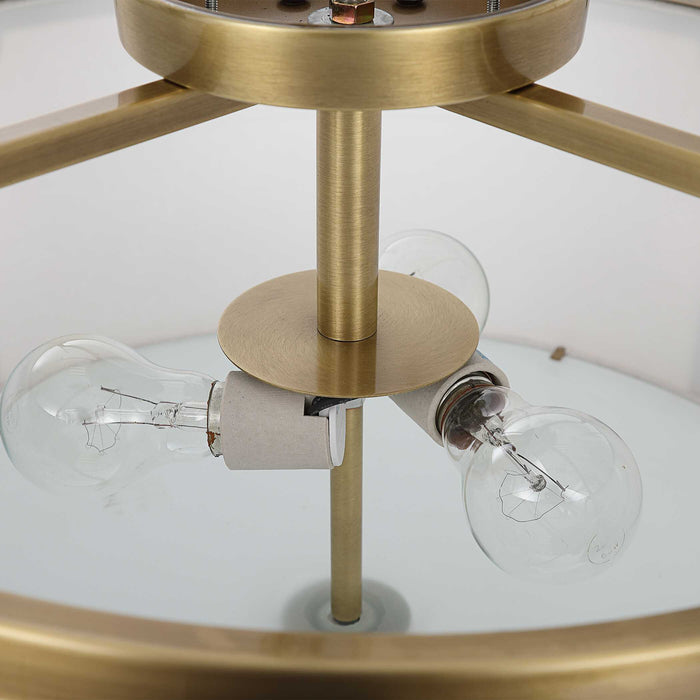 Colfax Three Light Semi Flush Mount Antique Brass-Semi-Flush Mts.-Uttermost-Lighting Design Store