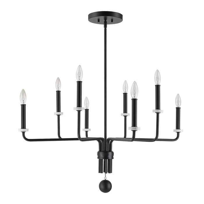 Ebony Eight Light Chandelier Matte Black With White Marble-Mid. Chandeliers-Uttermost-Lighting Design Store