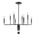 Ebony Eight Light Chandelier Matte Black With White Marble-Mid. Chandeliers-Uttermost-Lighting Design Store
