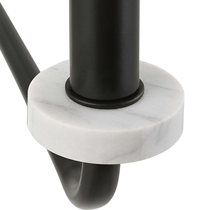 Ebony Eight Light Chandelier Matte Black With White Marble-Mid. Chandeliers-Uttermost-Lighting Design Store