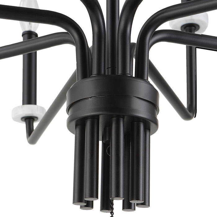 Ebony Eight Light Chandelier Matte Black With White Marble-Mid. Chandeliers-Uttermost-Lighting Design Store