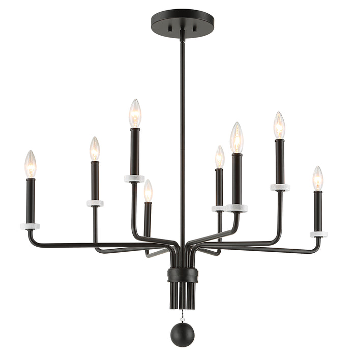 Ebony Eight Light Chandelier Matte Black With White Marble-Mid. Chandeliers-Uttermost-Lighting Design Store