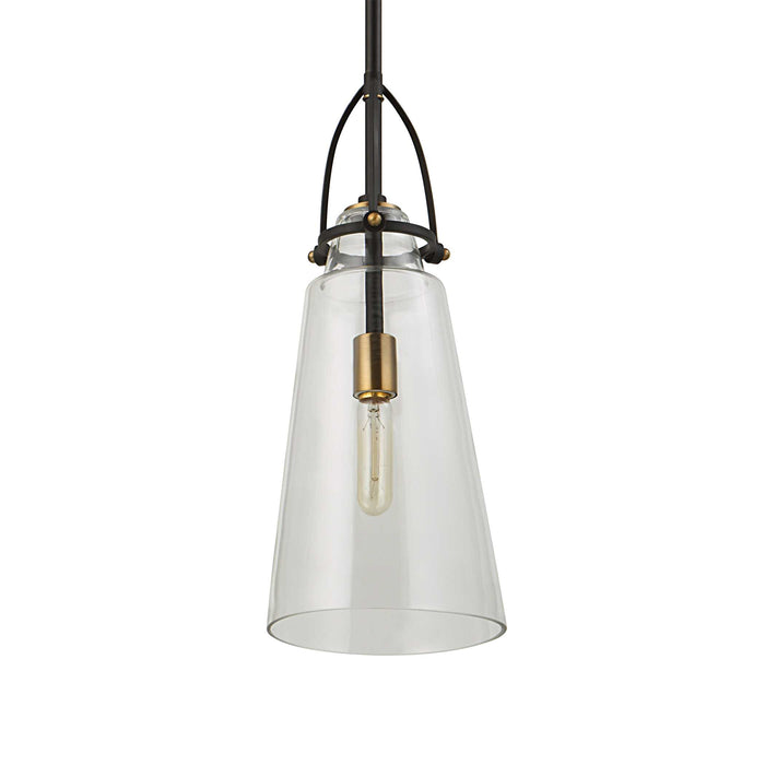 Saugus One Light Pendant Black With Antique Brass-Mini Pendants-Uttermost-Lighting Design Store